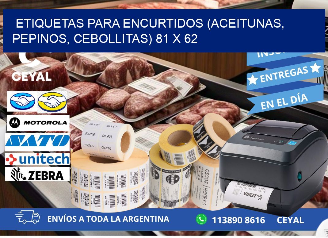 ETIQUETAS PARA ENCURTIDOS (ACEITUNAS, PEPINOS, CEBOLLITAS) 81 x 62
