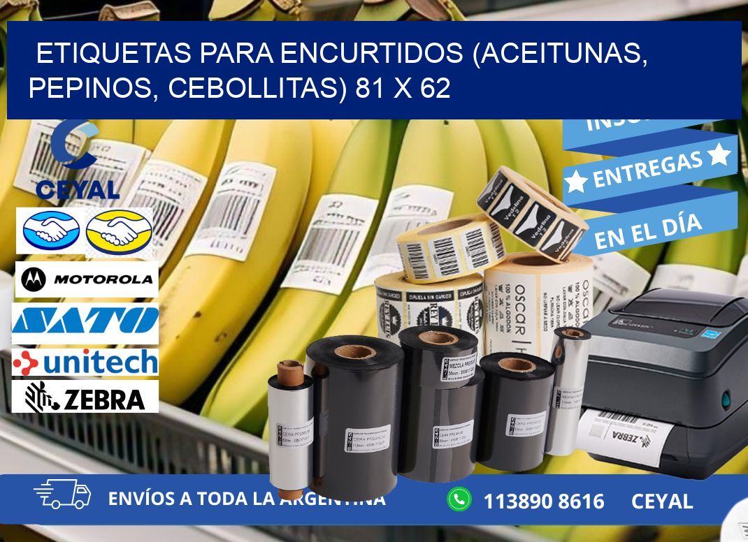 ETIQUETAS PARA ENCURTIDOS (ACEITUNAS, PEPINOS, CEBOLLITAS) 81 x 62