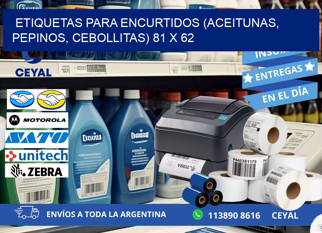 ETIQUETAS PARA ENCURTIDOS (ACEITUNAS, PEPINOS, CEBOLLITAS) 81 x 62