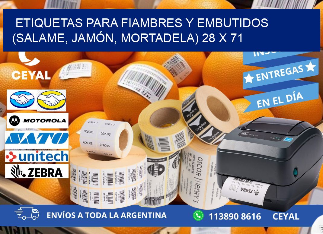 ETIQUETAS PARA FIAMBRES Y EMBUTIDOS (SALAME, JAMÓN, MORTADELA) 28 x 71