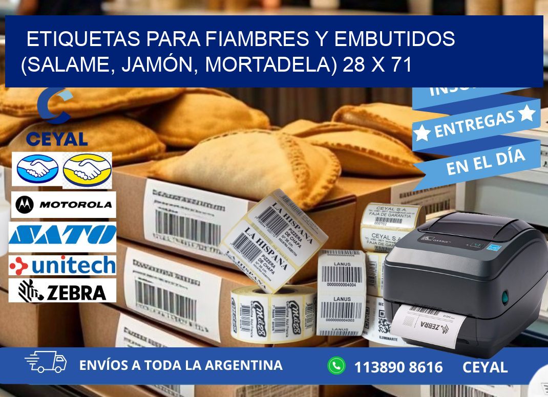 ETIQUETAS PARA FIAMBRES Y EMBUTIDOS (SALAME, JAMÓN, MORTADELA) 28 x 71