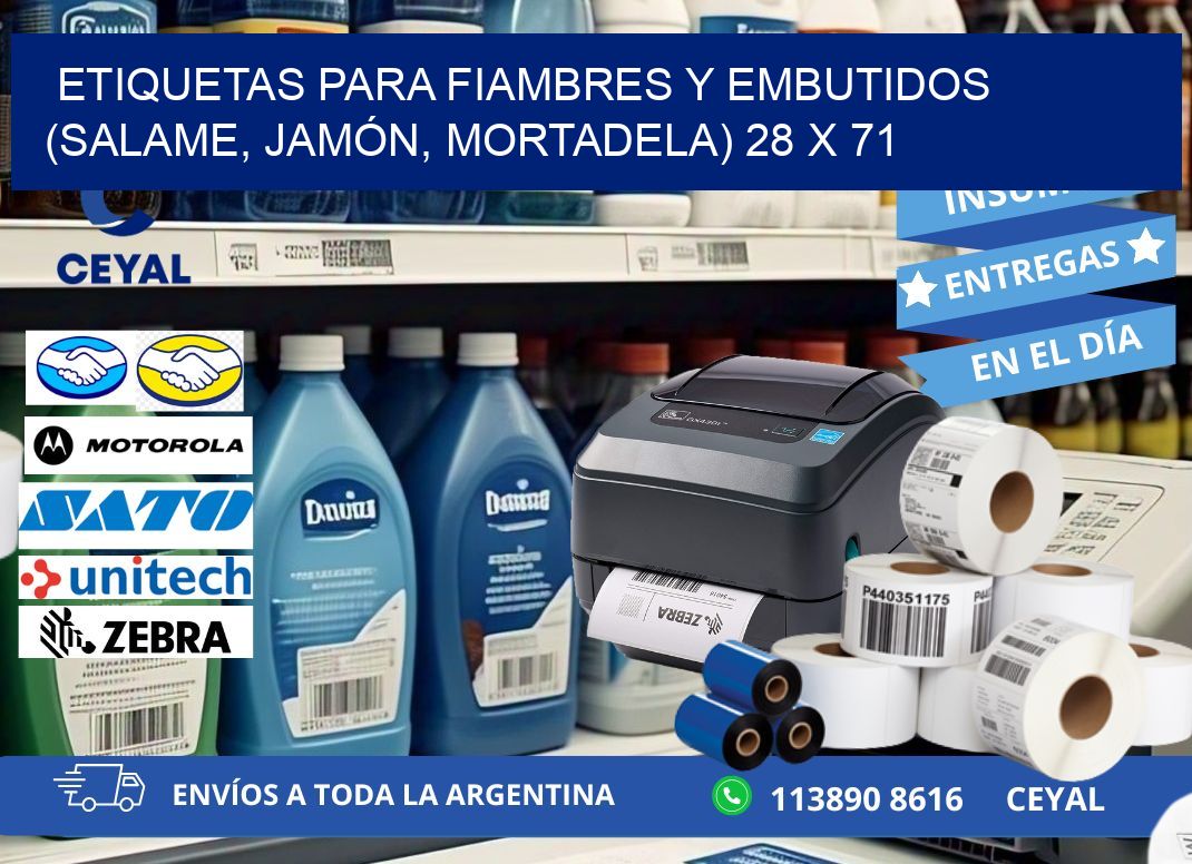 ETIQUETAS PARA FIAMBRES Y EMBUTIDOS (SALAME, JAMÓN, MORTADELA) 28 x 71