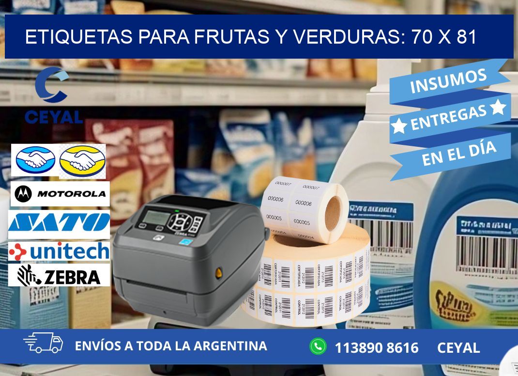 ETIQUETAS PARA FRUTAS Y VERDURAS: 70 x 81