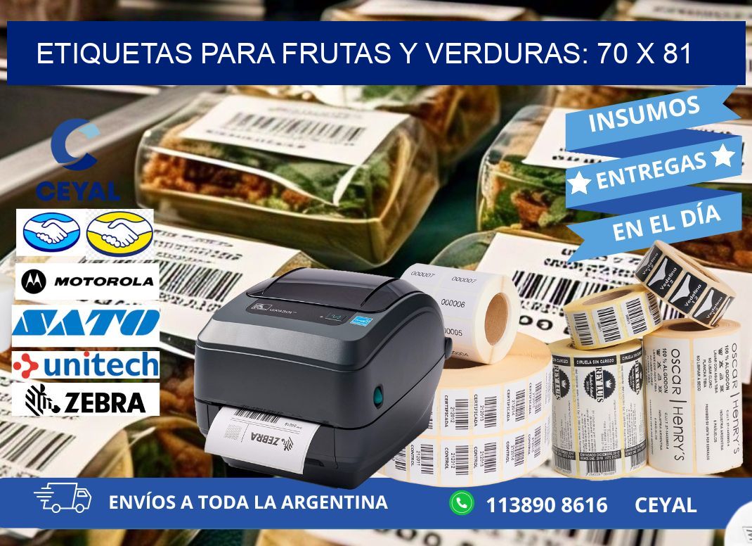 ETIQUETAS PARA FRUTAS Y VERDURAS: 70 x 81