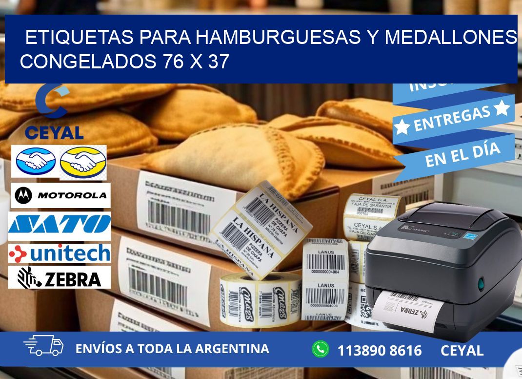 ETIQUETAS PARA HAMBURGUESAS Y MEDALLONES CONGELADOS 76 x 37
