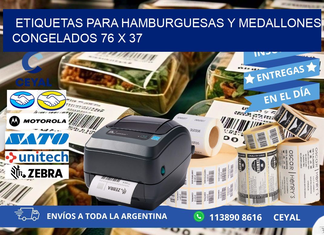 ETIQUETAS PARA HAMBURGUESAS Y MEDALLONES CONGELADOS 76 x 37