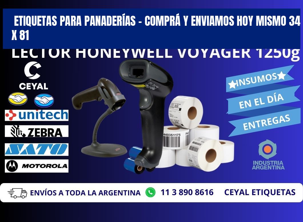 ETIQUETAS PARA PANADERÍAS – COMPRÁ Y ENVIAMOS HOY MISMO 34 x 81