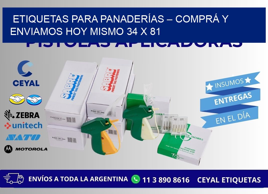 ETIQUETAS PARA PANADERÍAS – COMPRÁ Y ENVIAMOS HOY MISMO 34 x 81