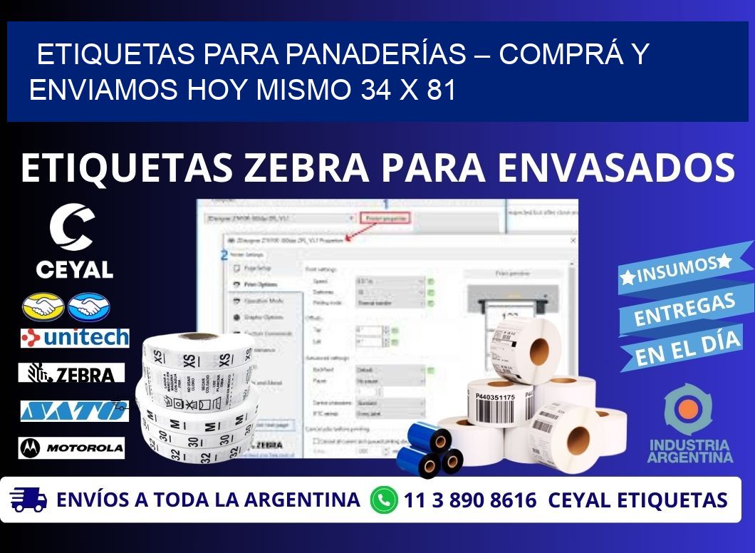 ETIQUETAS PARA PANADERÍAS – COMPRÁ Y ENVIAMOS HOY MISMO 34 x 81