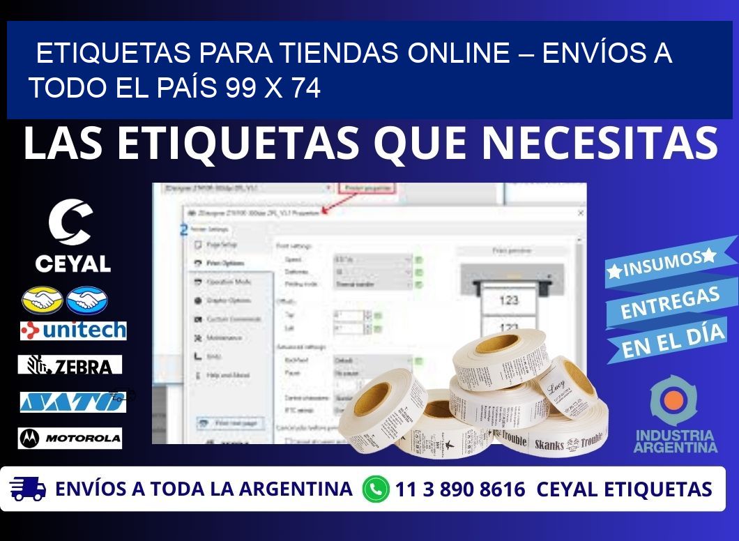 ETIQUETAS PARA TIENDAS ONLINE – ENVÍOS A TODO EL PAÍS 99 x 74