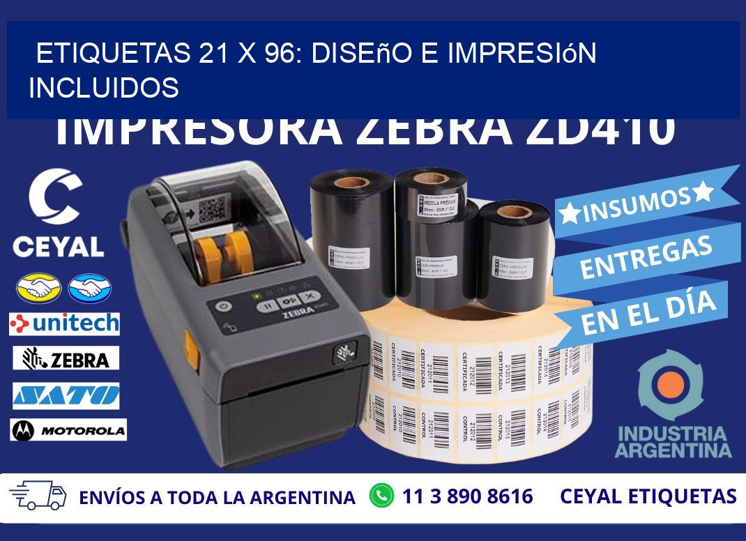 Etiquetas 21 x 96: Diseño e Impresión Incluidos