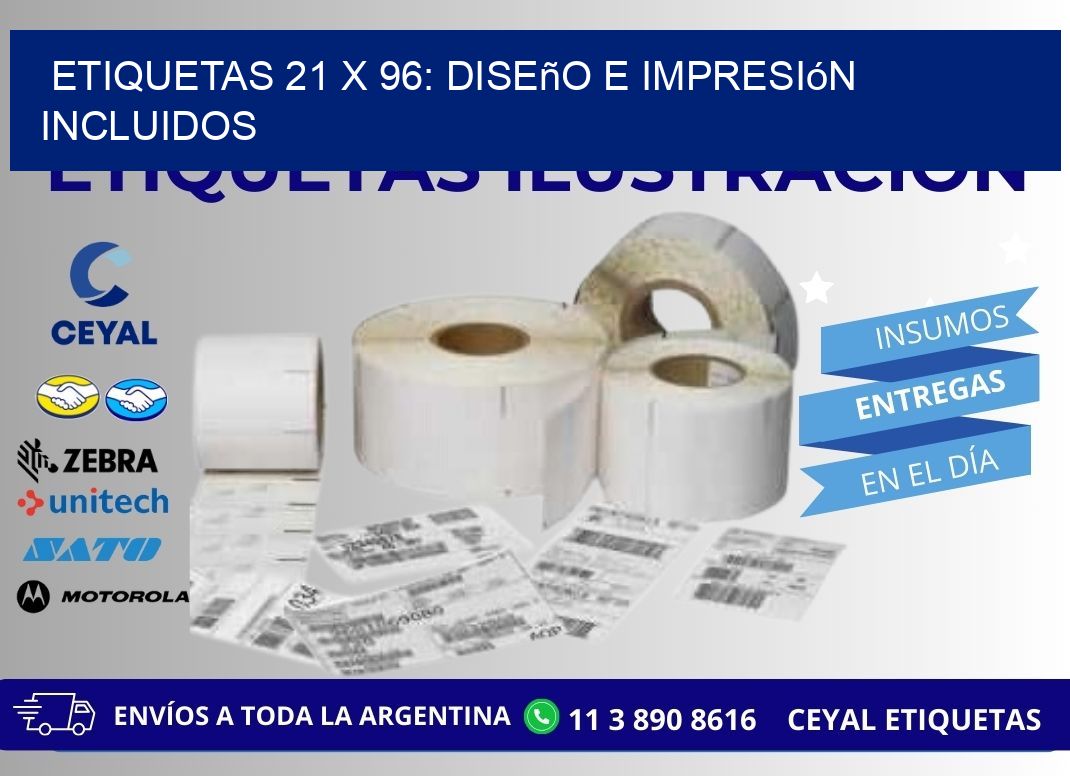 Etiquetas 21 x 96: Diseño e Impresión Incluidos