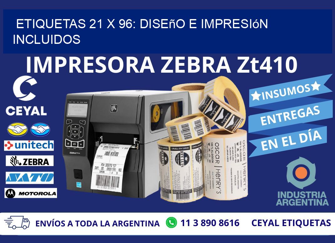 Etiquetas 21 x 96: Diseño e Impresión Incluidos