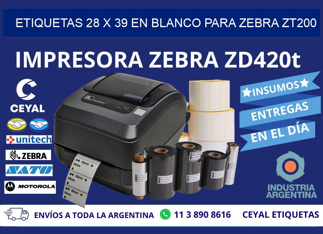 Etiquetas 28 x 39 en blanco para zebra zt200
