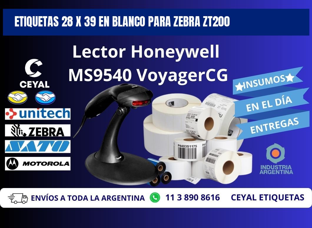 Etiquetas 28 x 39 en blanco para zebra zt200