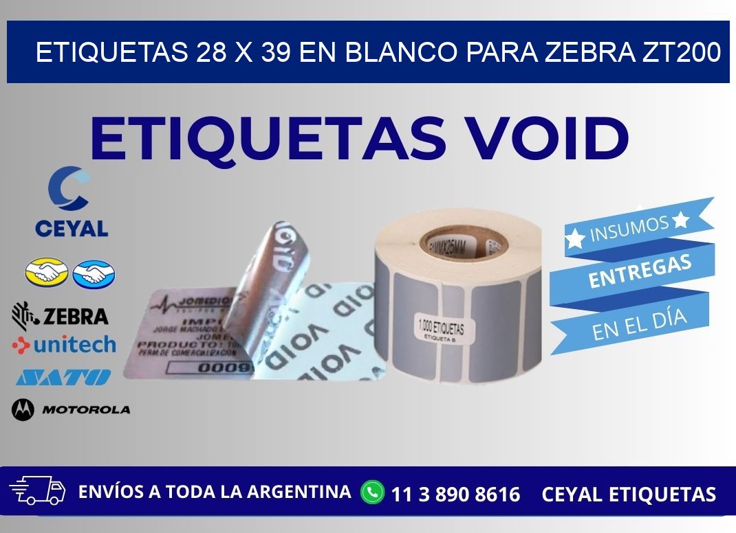 Etiquetas 28 x 39 en blanco para zebra zt200