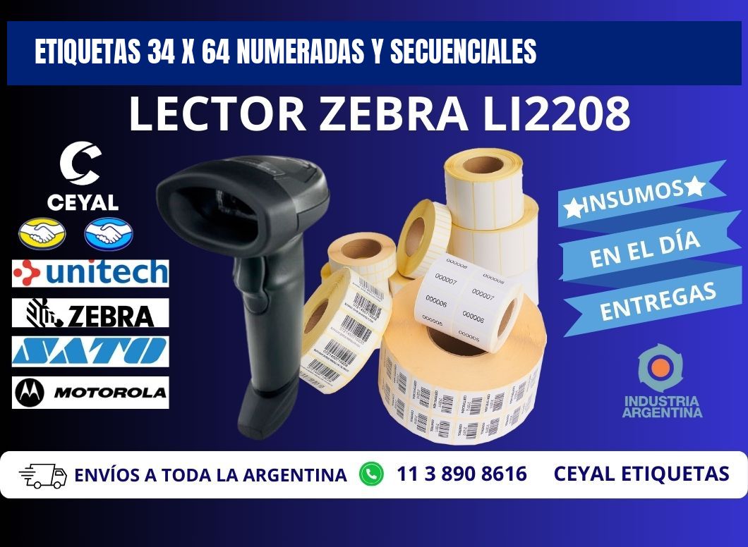 Etiquetas 34 x 64 Numeradas y Secuenciales