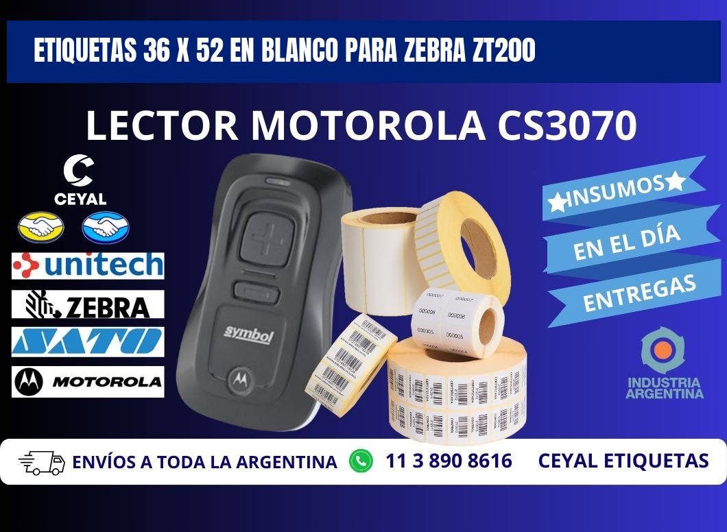 Etiquetas 36 x 52 en blanco para zebra zt200