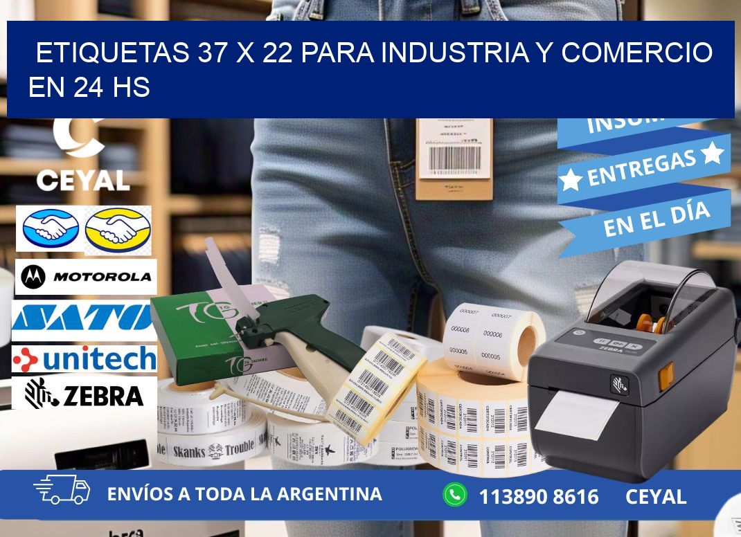Etiquetas 37 x 22 para Industria y Comercio en 24 hs