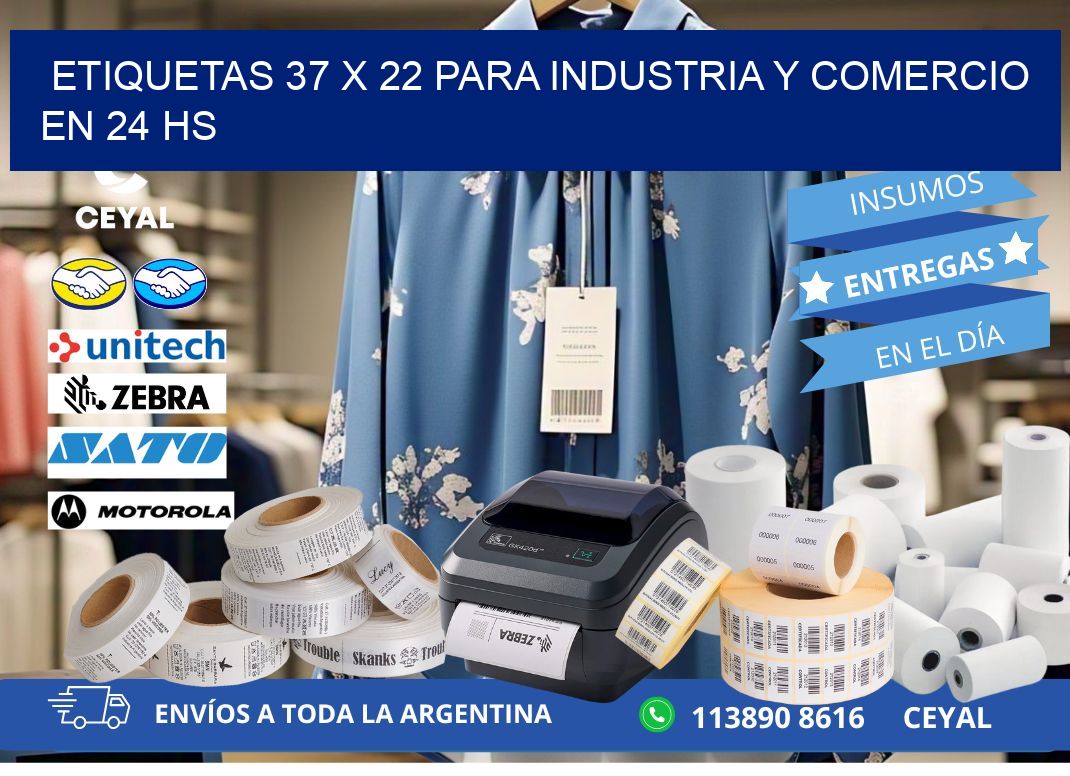 Etiquetas 37 x 22 para Industria y Comercio en 24 hs
