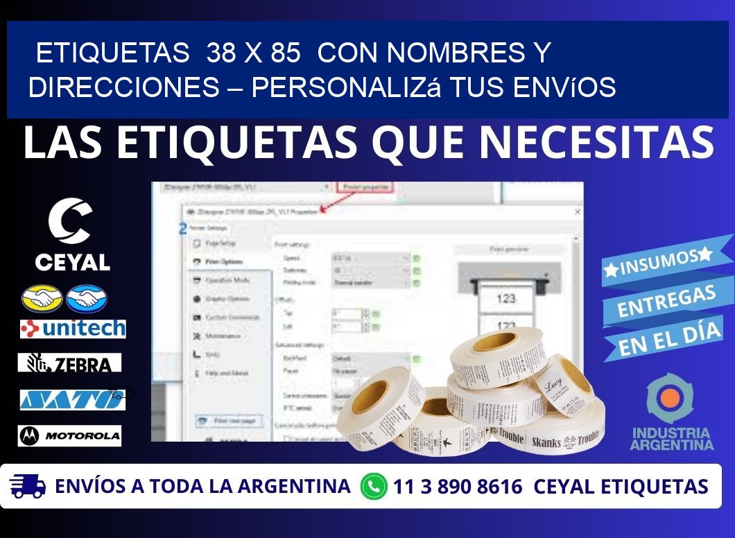 Etiquetas  38 x 85  con Nombres y Direcciones – Personalizá tus Envíos