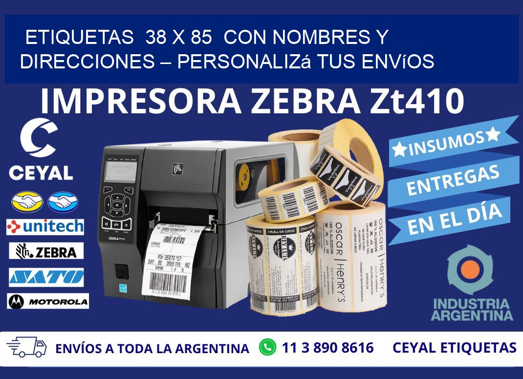 Etiquetas  38 x 85  con Nombres y Direcciones – Personalizá tus Envíos