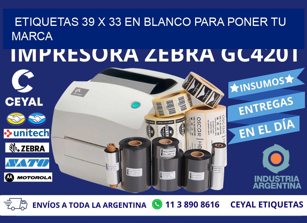 Etiquetas 39 x 33 en blanco para poner tu marca