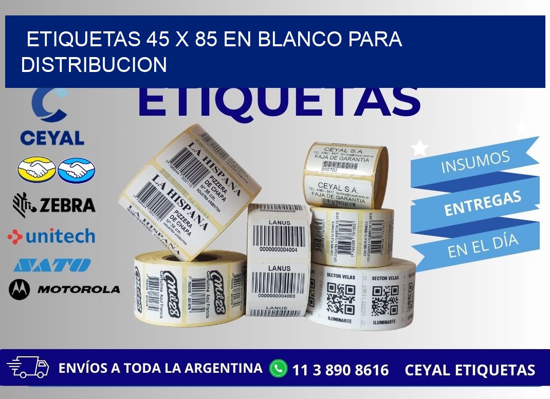 Etiquetas 45 x 85 en blanco para distribucion