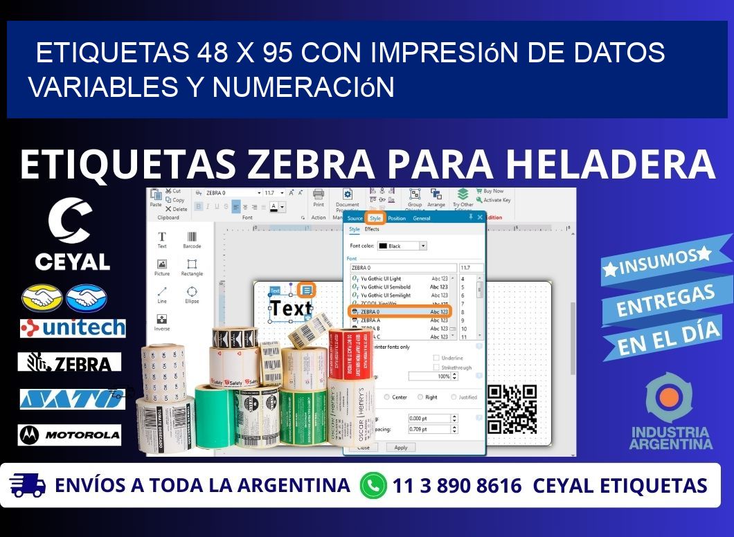 Etiquetas 48 x 95 con Impresión de Datos Variables y Numeración