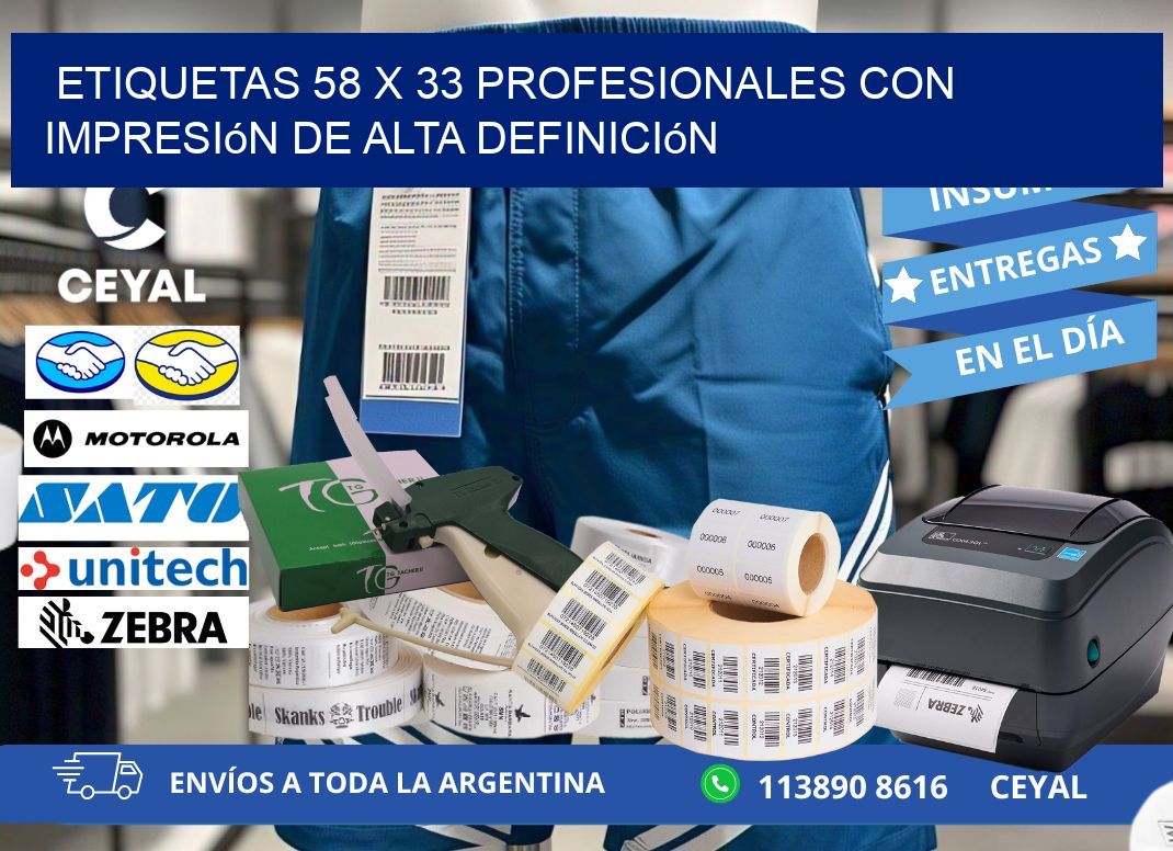 Etiquetas 58 x 33 Profesionales con Impresión de Alta Definición