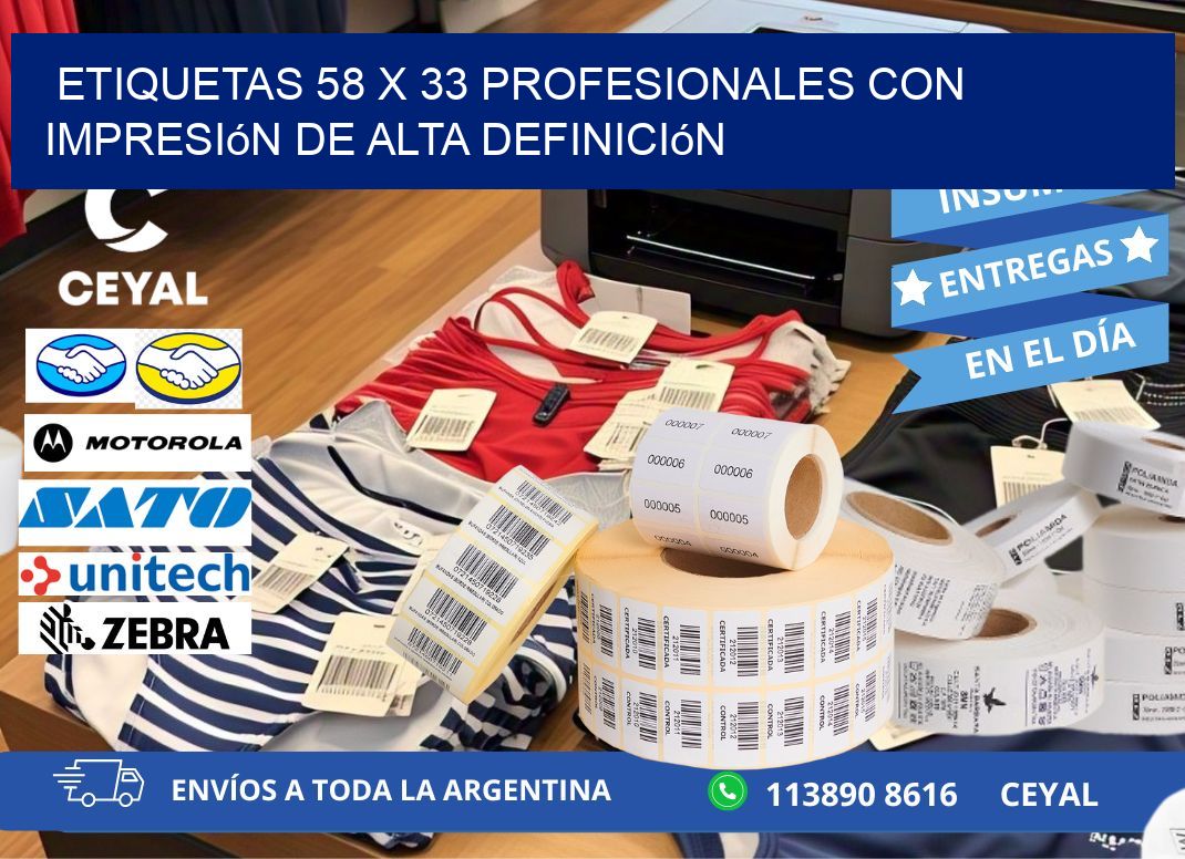 Etiquetas 58 x 33 Profesionales con Impresión de Alta Definición