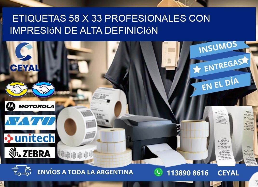 Etiquetas 58 x 33 Profesionales con Impresión de Alta Definición