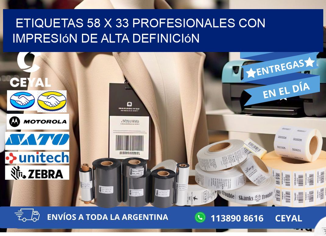 Etiquetas 58 x 33 Profesionales con Impresión de Alta Definición