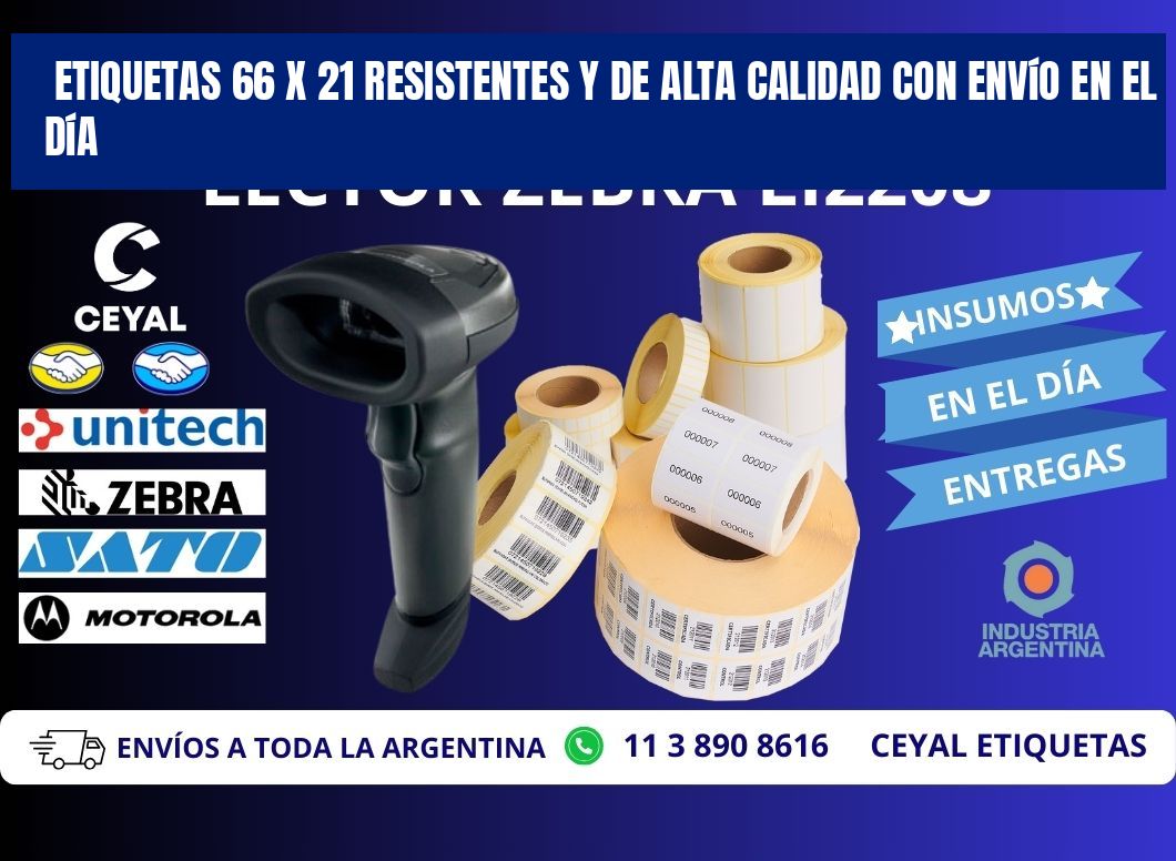 Etiquetas 66 x 21 Resistentes y de Alta Calidad con Envío en el Día