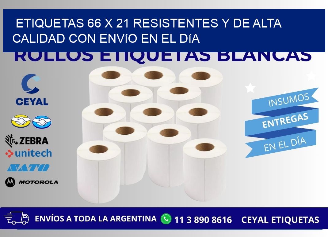 Etiquetas 66 x 21 Resistentes y de Alta Calidad con Envío en el Día