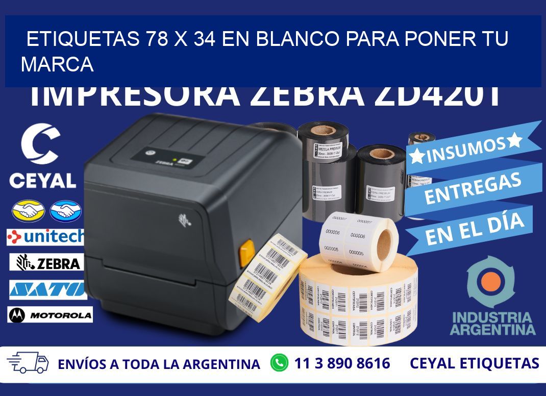 Etiquetas 78 x 34 en blanco para poner tu marca