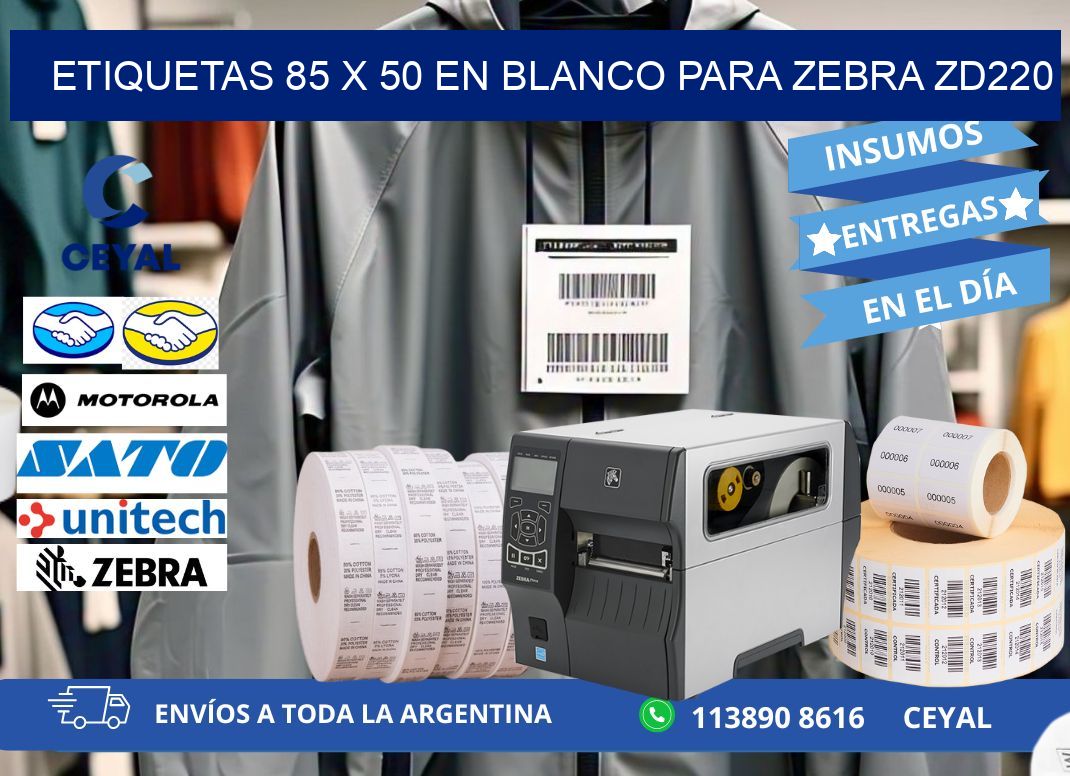 Etiquetas 85 x 50 en blanco para zebra zd220