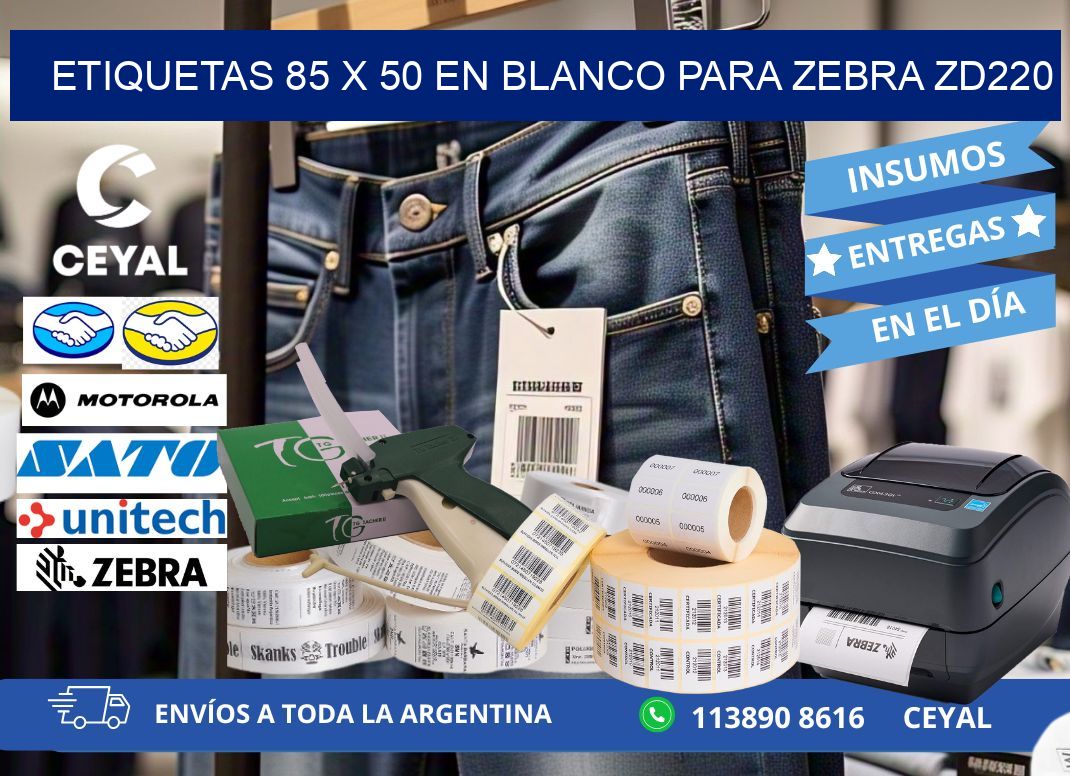 Etiquetas 85 x 50 en blanco para zebra zd220