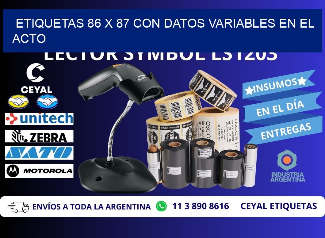 Etiquetas 86 x 87 con Datos Variables en el Acto