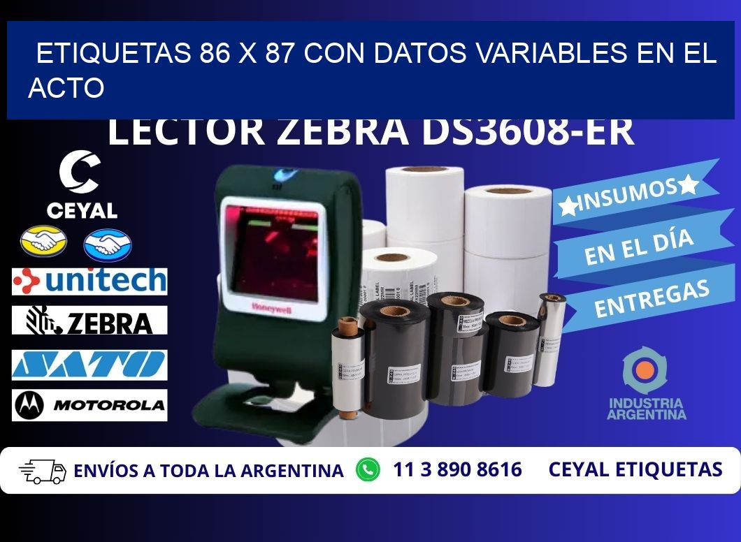 Etiquetas 86 x 87 con Datos Variables en el Acto