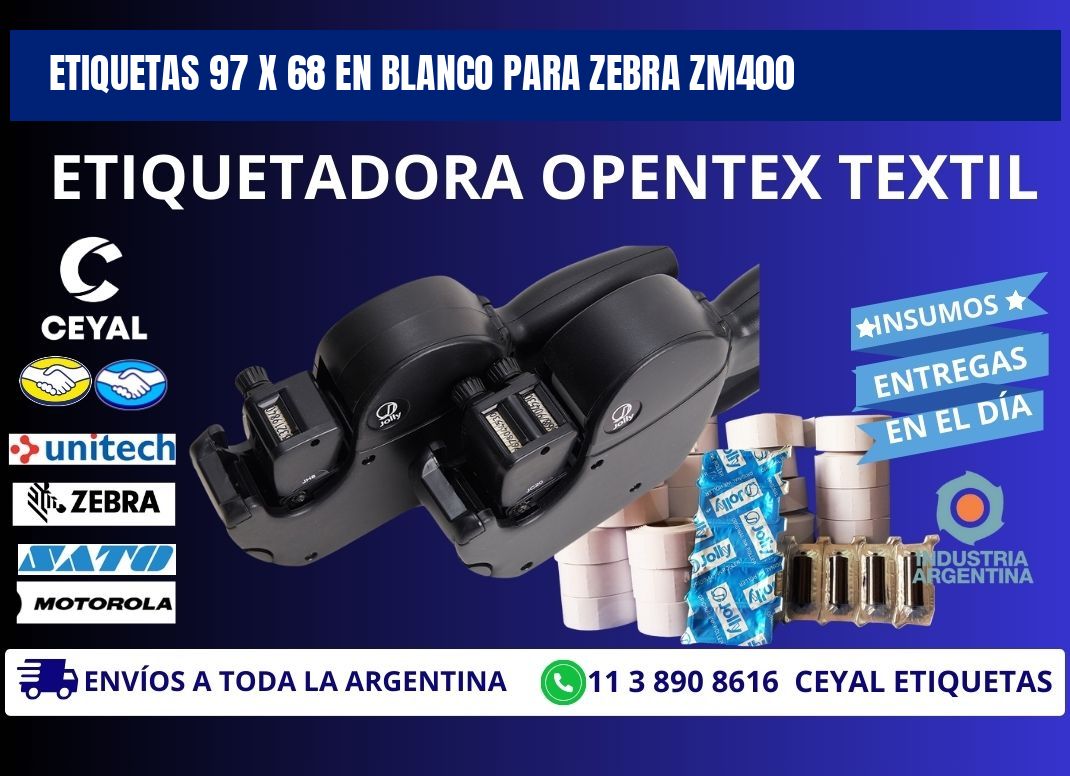 Etiquetas 97 x 68 en blanco para zebra zm400