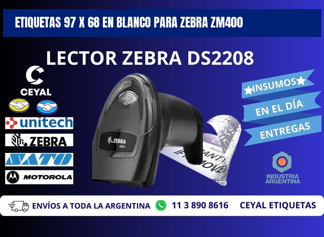 Etiquetas 97 x 68 en blanco para zebra zm400