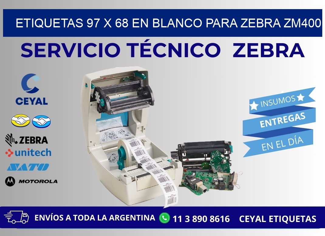 Etiquetas 97 x 68 en blanco para zebra zm400
