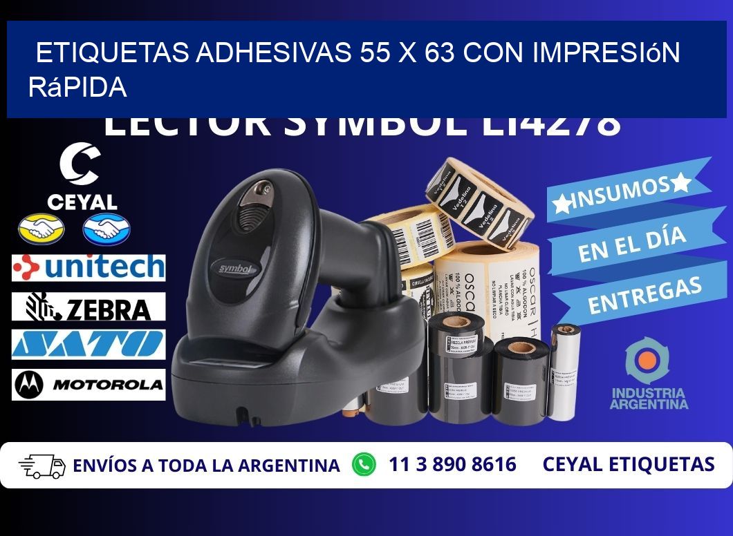 Etiquetas Adhesivas 55 x 63 con Impresión Rápida