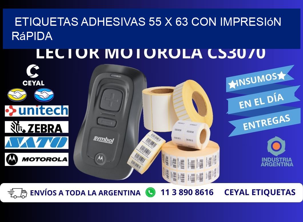 Etiquetas Adhesivas 55 x 63 con Impresión Rápida