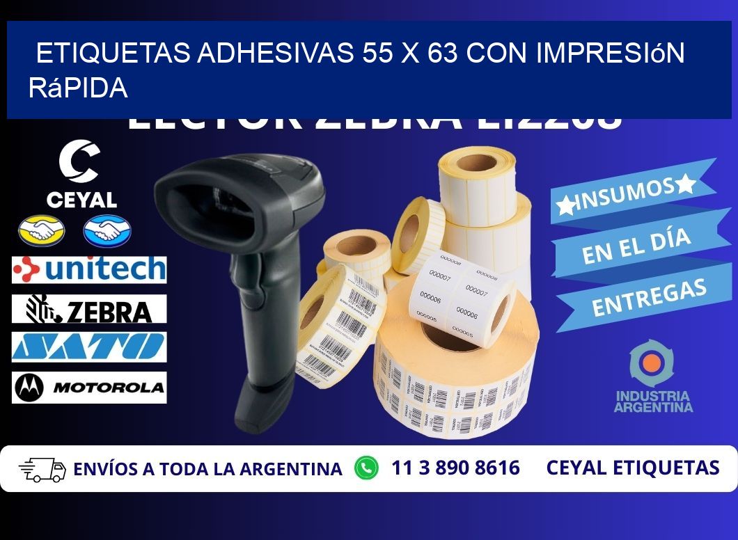 Etiquetas Adhesivas 55 x 63 con Impresión Rápida