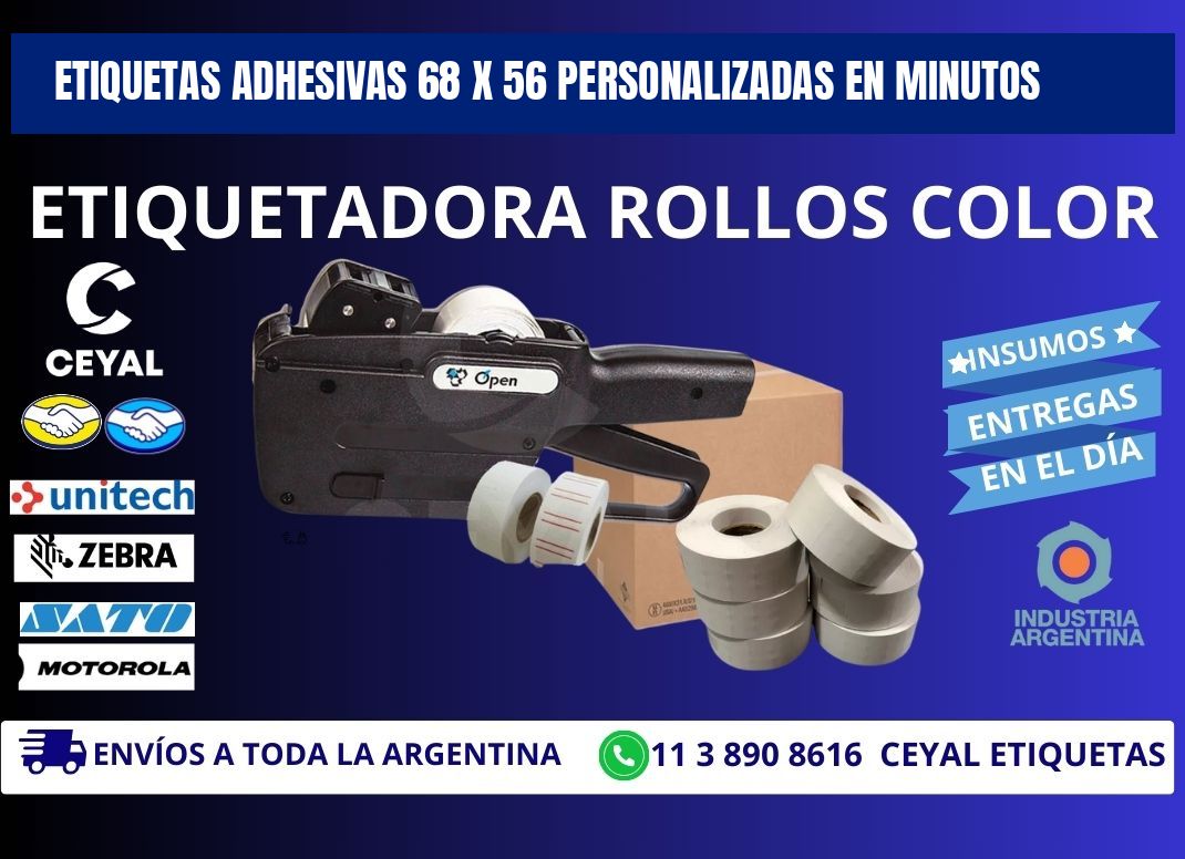 Etiquetas Adhesivas 68 x 56 Personalizadas en Minutos