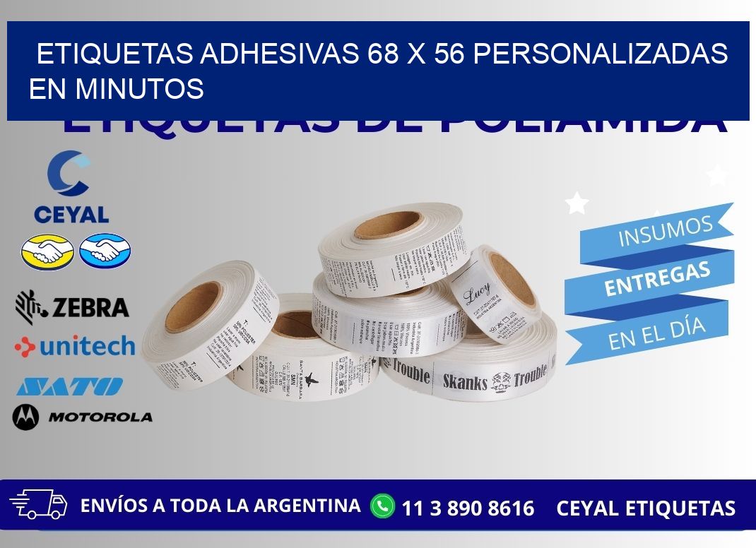 Etiquetas Adhesivas 68 x 56 Personalizadas en Minutos