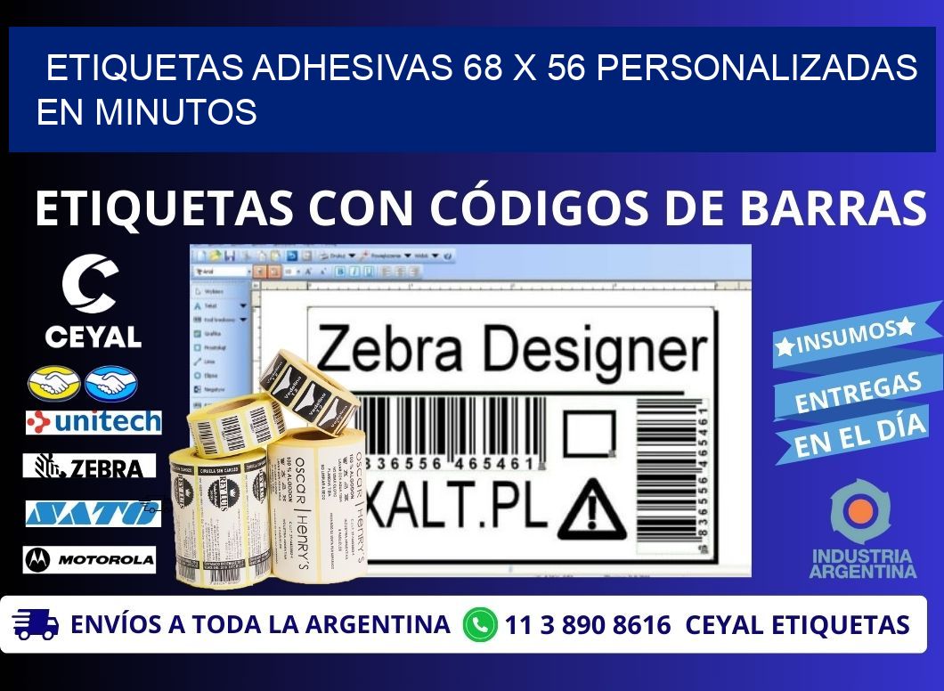 Etiquetas Adhesivas 68 x 56 Personalizadas en Minutos