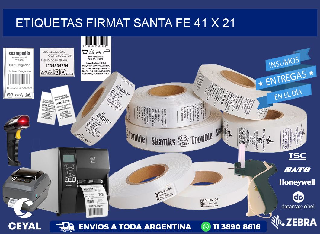 Etiquetas Firmat Santa Fe 41 x 21